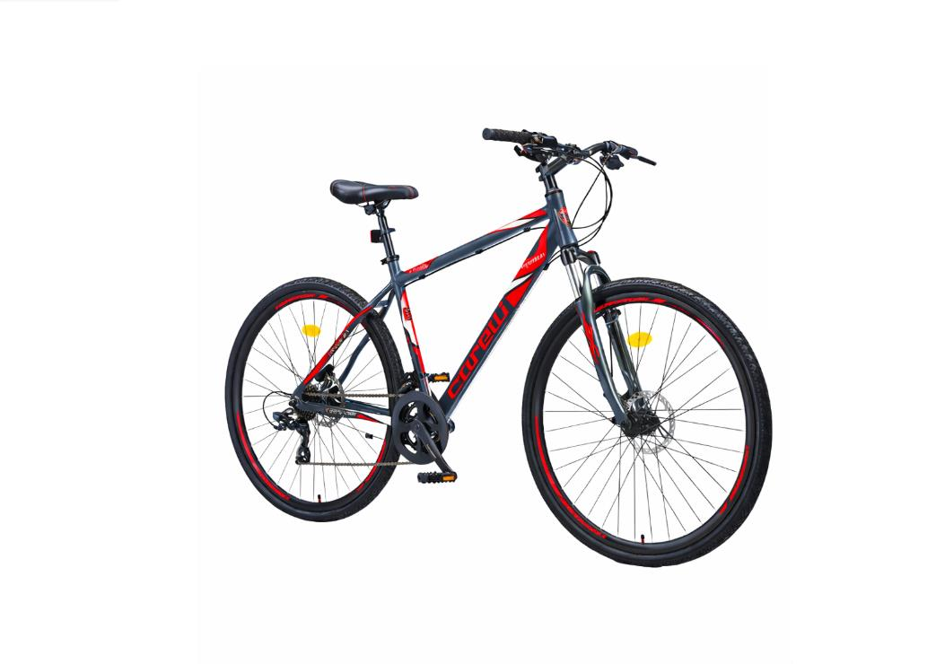 Corelli Trivor 2.1 28 jant 18'' Hidrolşk Disk Frenli Şehir Bisikleti Koyu Gri - Kırmızı Beyaz