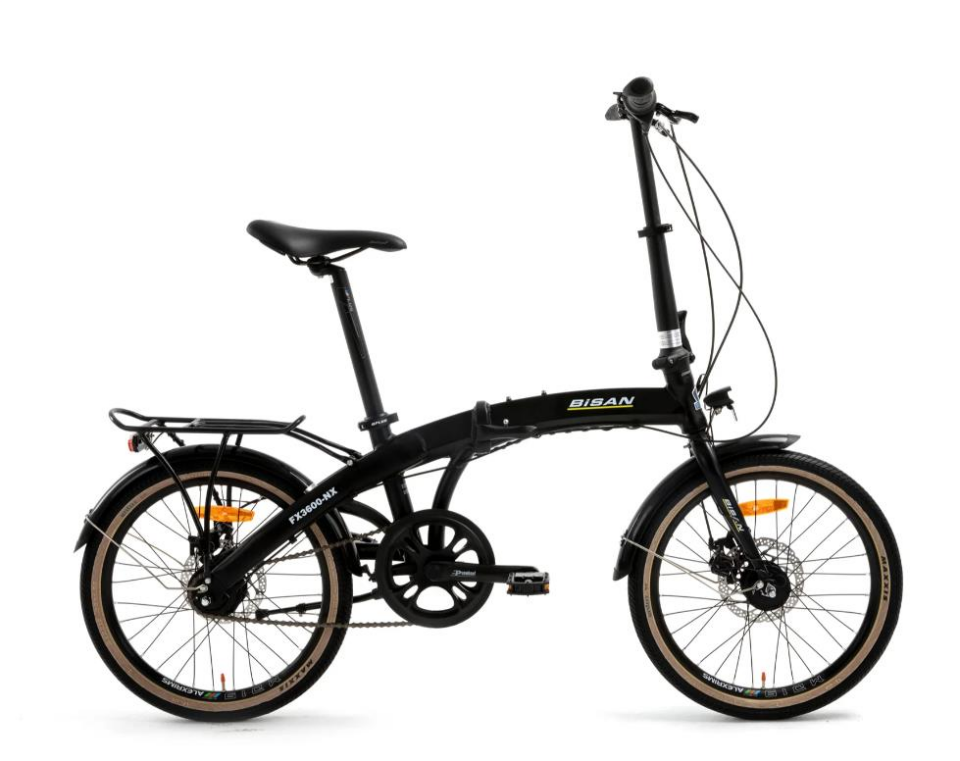 Bisan FX 3600 NX7  Katlanır Bisiklet Mat Siyah Sarı Beyaz