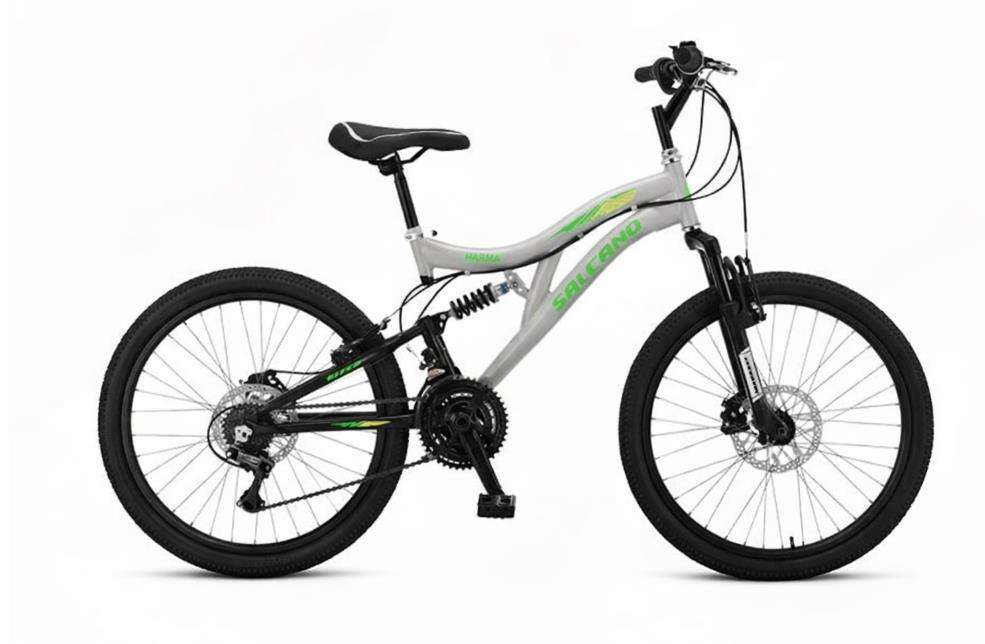 Salcano Hector 24 Mekanik Dİsk Fren 21 Vites Mat Krom Yeşil Sarı Çocuk Dağ Bisikleti