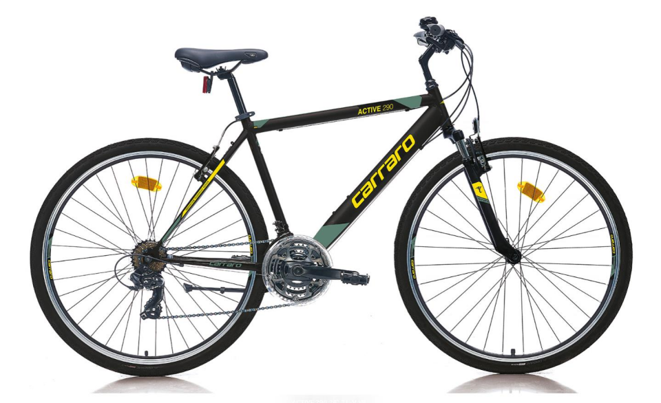 Carraro Active 290 Erkek Şehir Bisikleti 520H V 28 Jant 21 Vites Mat Siyah Sarı Yeşil