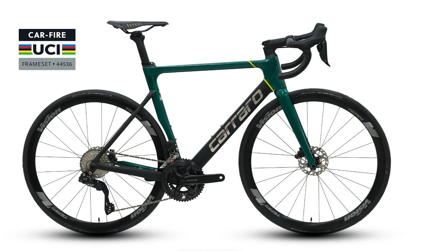 Carrarı Fıre 1.3 105 Dİ2 Set 530H Karbon Yol Yarış Bisikleti Metalik Yeşil Mat Siyah Krom