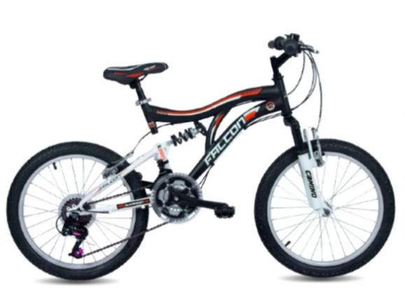 Falcon Camino 20 Jant 21 Vites Çift Amörtisörlü Çocuk Bisikleti Siyah Kırmızı Beyaz