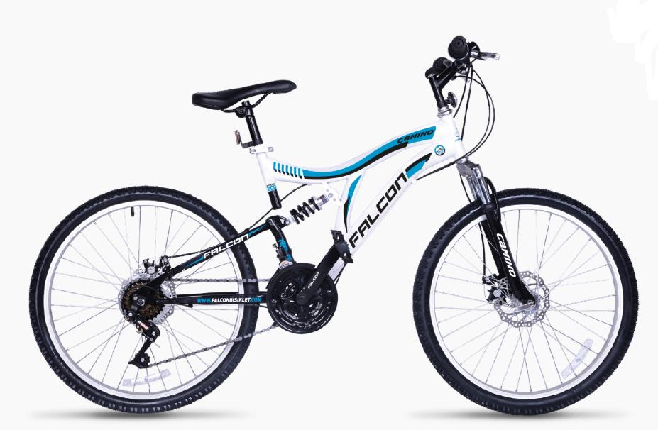 Falcon Camino 26 Jant 21 Vites Çift Amörtisörlü Dağ Bisikleti Beyaz Mavi