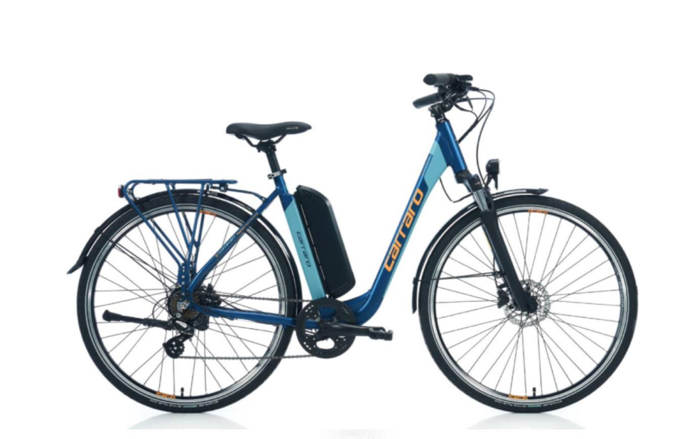 Carraro E-Comfort 28 jant 470H Elektrikli Şehir Bisikleti Mat Navy Mavi Turuncu