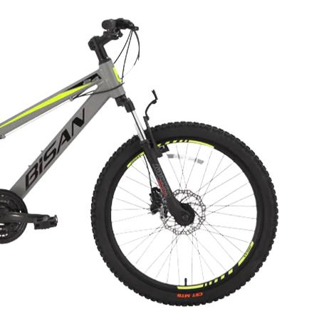 Bisan Cooper 24 Jant  HD Fren Metalik Gri Sİyah Sarı Dağ Bisiklet