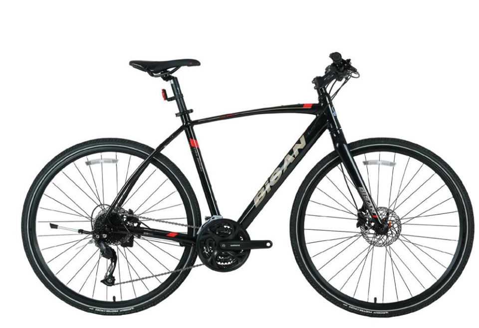Bisan TRX 8600 Deore 30 Vites 54CM Metalik Parlak Siyah Kırmızı Şehir Bisikleti