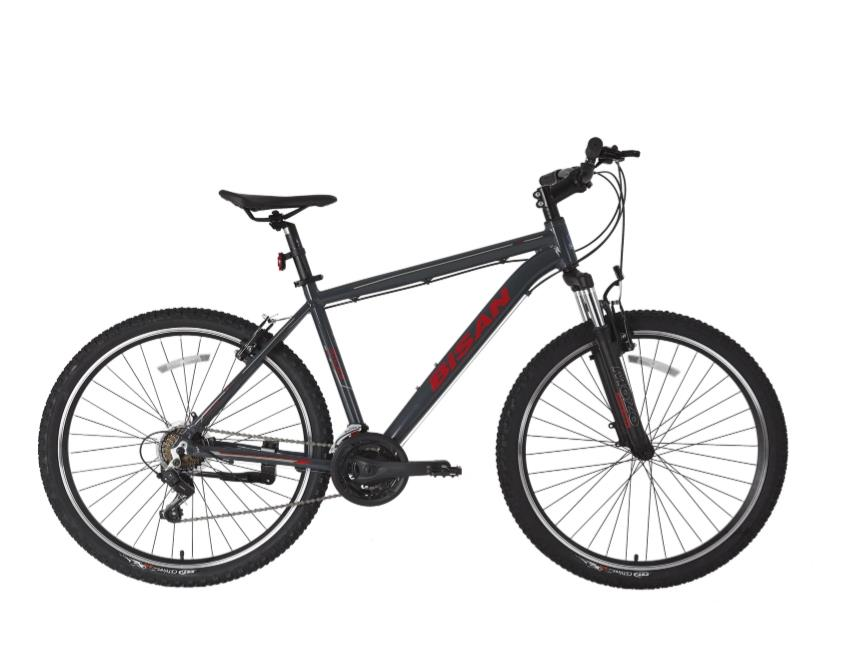 Bisan Atlas 26 V fren 43 Cm Parlak Gri Kırmızı MTB Dağ Bisikleti