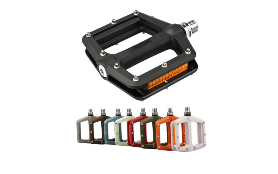 BRIVIGA - Gri Naylon Bisiklet Pedalı Çift (1DU + 1 Kapalı Rulman, 108x103x27mm, Reflektörlü, 338g)