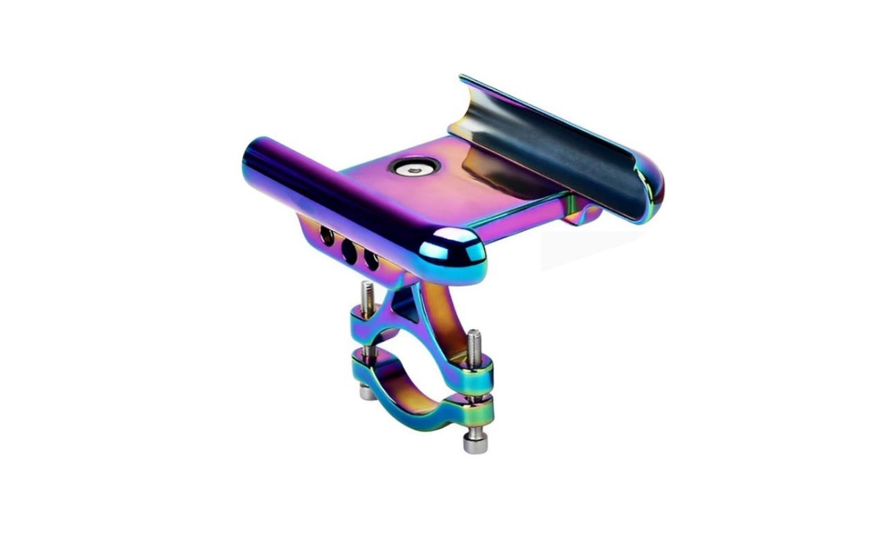 Briviga Parlak Renkli Rainbow 360° Döner Alüminyum Bisiklet Telefon Tutucu