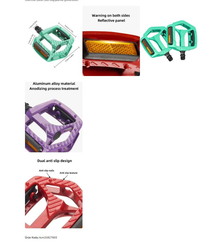 XBYC 1809 Bilyalı Bisiklet Pedalı MTB Alüminyum Alaşımlı Reflektörlü Pedal Cam Göbeği Renk