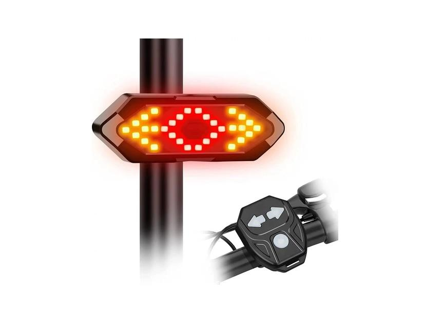 Bisiklet Scooter Dönüş Sinyali 5 Farklı Işık Şarjlı Arka LED Uyarı Işığı Uzaktan Kumanda