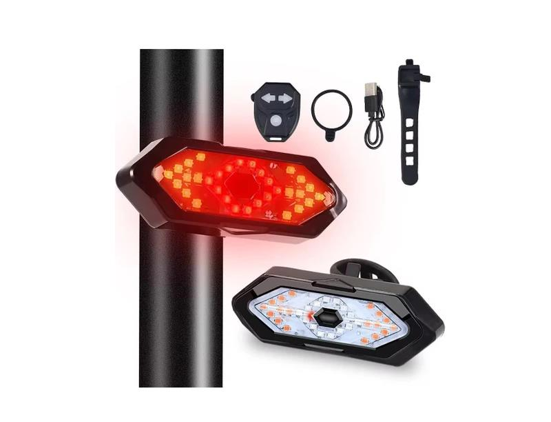 Bisiklet Scooter Dönüş Sinyali 5 Farklı Işık Şarjlı Arka LED Uyarı Işığı Uzaktan Kumanda