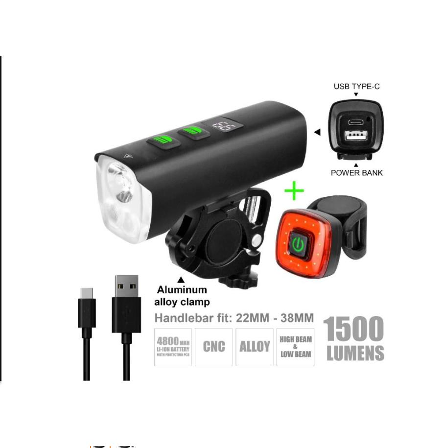 Asistan Parla FR1500 Usb Şarjlı Ön&Arka Far Seti