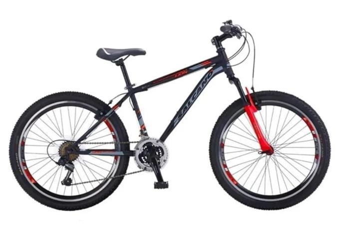 Salcano Lion 26 V 18'' Mat siyah Kırmızı Gri Dağ Bisikleti