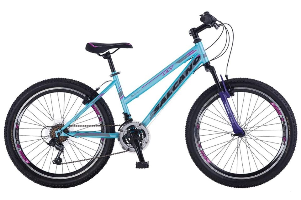 Salcano Lily Lady 24 V 13'' Dağ Bisikleti Mat Yeşil-Mor-Gri