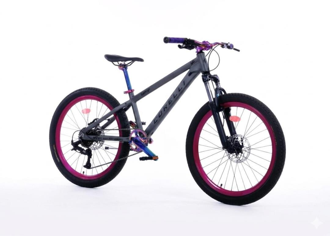 Corelli Jump Up - 24 Jant 12'' Kadro 9 Vites Dağ Bisikleti - Gri / Mor Rainbow Siyah