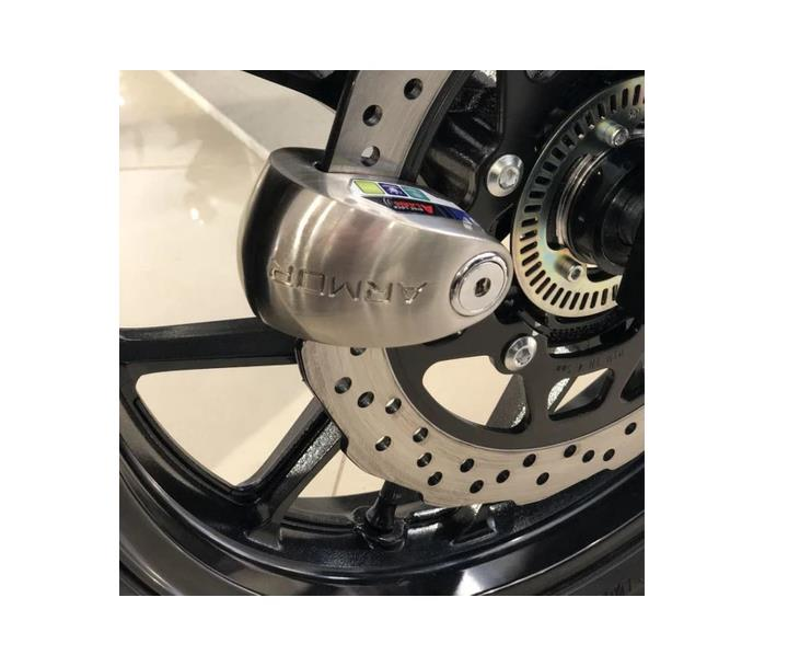 Armor 610+MVA 10MM Paslanmaz Çelik Alarmlı Karbon Disk Kilidi Gri