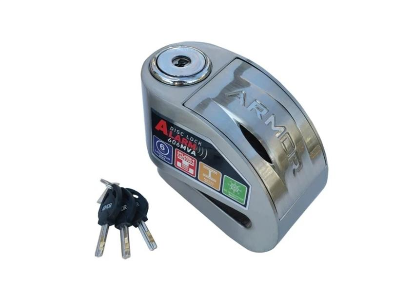 Armor 606 MVA 6mm Alarmlı Disk Kilidi Gri Paslanmaz Çelik Aşınmaya Dayanıklı 4 Mevsim Kullanım