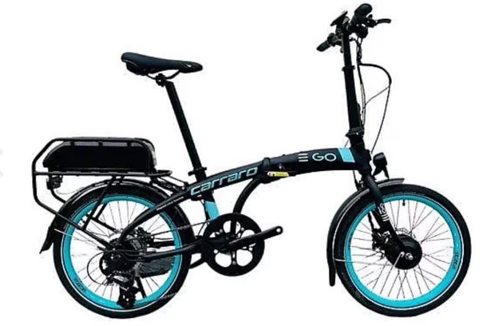 Carraro E-line E-Go 2.1 E-bike 20 Jant Katlanır Elektrikli Bisiklet Siyah Turkuaz