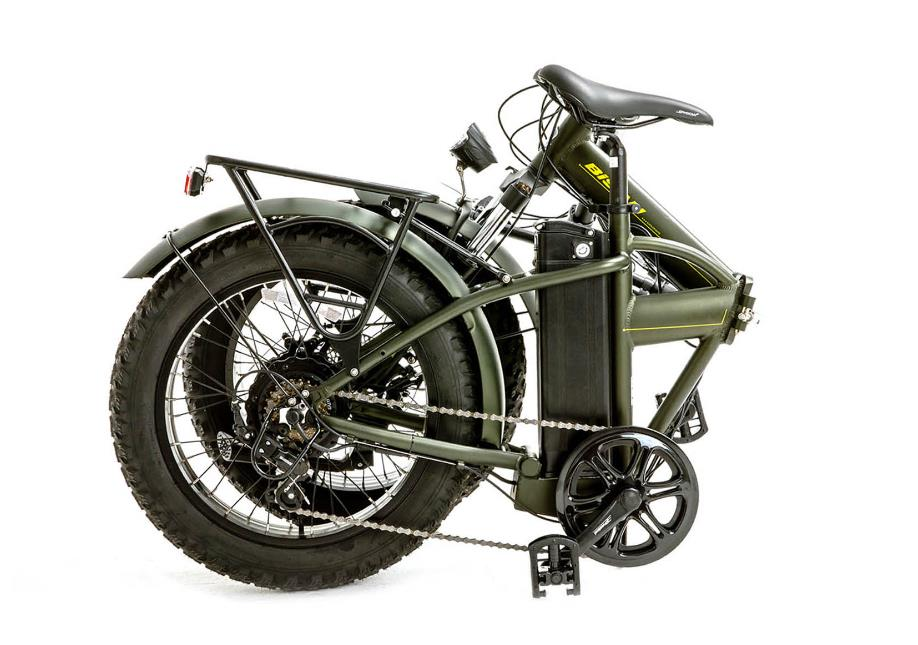 Bisan F2 E-Folding Katlanır Elektrikli Bisiklet Haki yeşil Sarı E-Bike