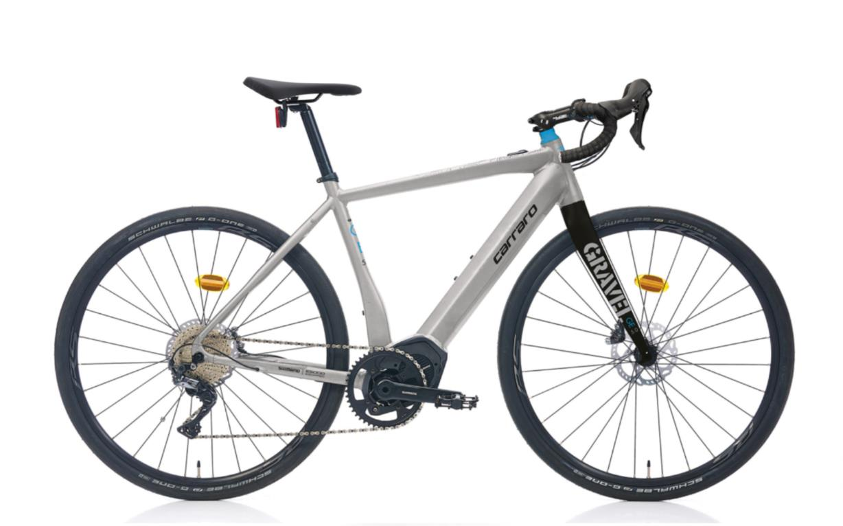 Carraro Gravel GE 5.0 550H E5000 GRX810 Mat Gümüş Siyah Mavi E-Gravel