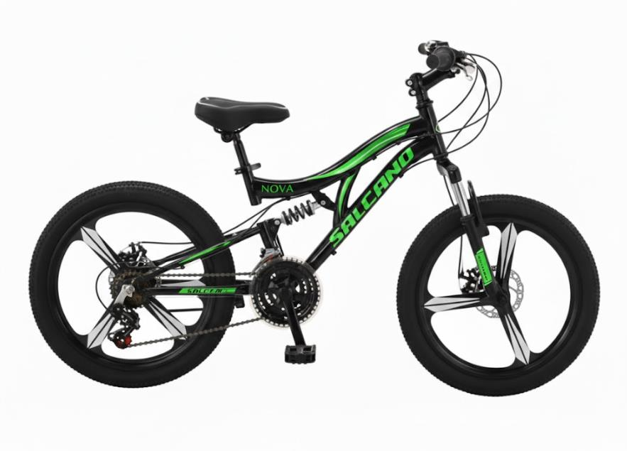 Salcano Nova 20 Md Monoblok Jant Siyah Yeşil Çocuk Bisikleti