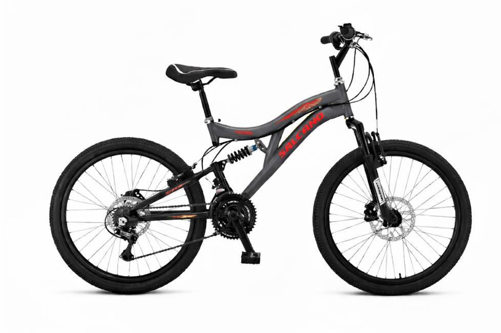 Salcano Hector 26 Mekanik Dİsk Fren 21 Vites Koyu Gri Kırmızı Dağ Bisikleti